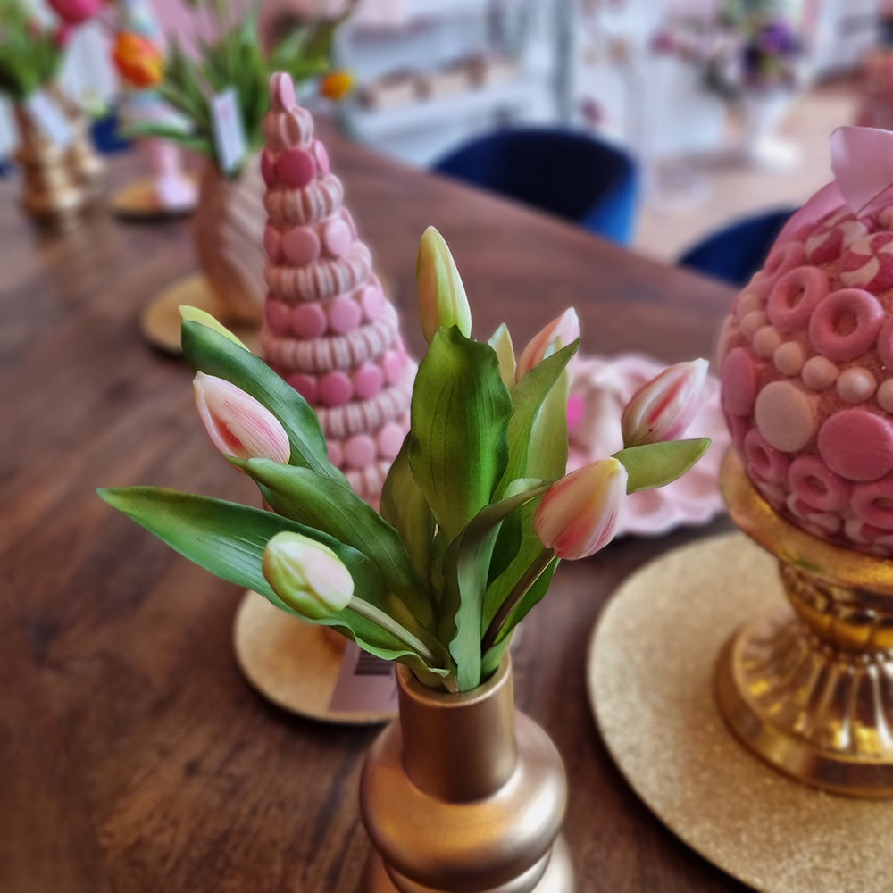 Viv! Home Luxuries - Tulip bouquet - 7 pieces - artificial flowers - light pink - 32cm