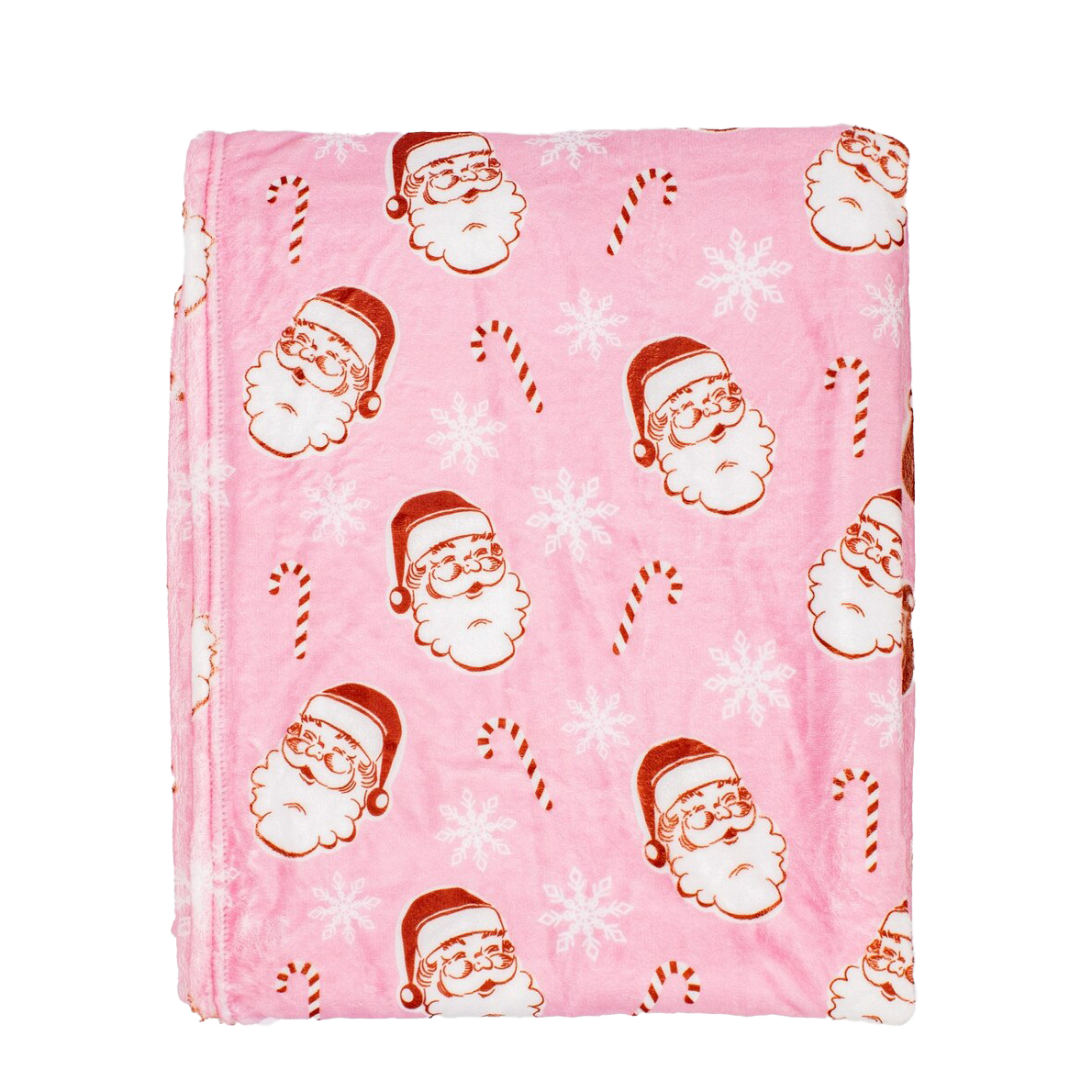 Viv! Christmas Kerst Deken - Kerstman met Candy Canes Roze Fleece Plaid