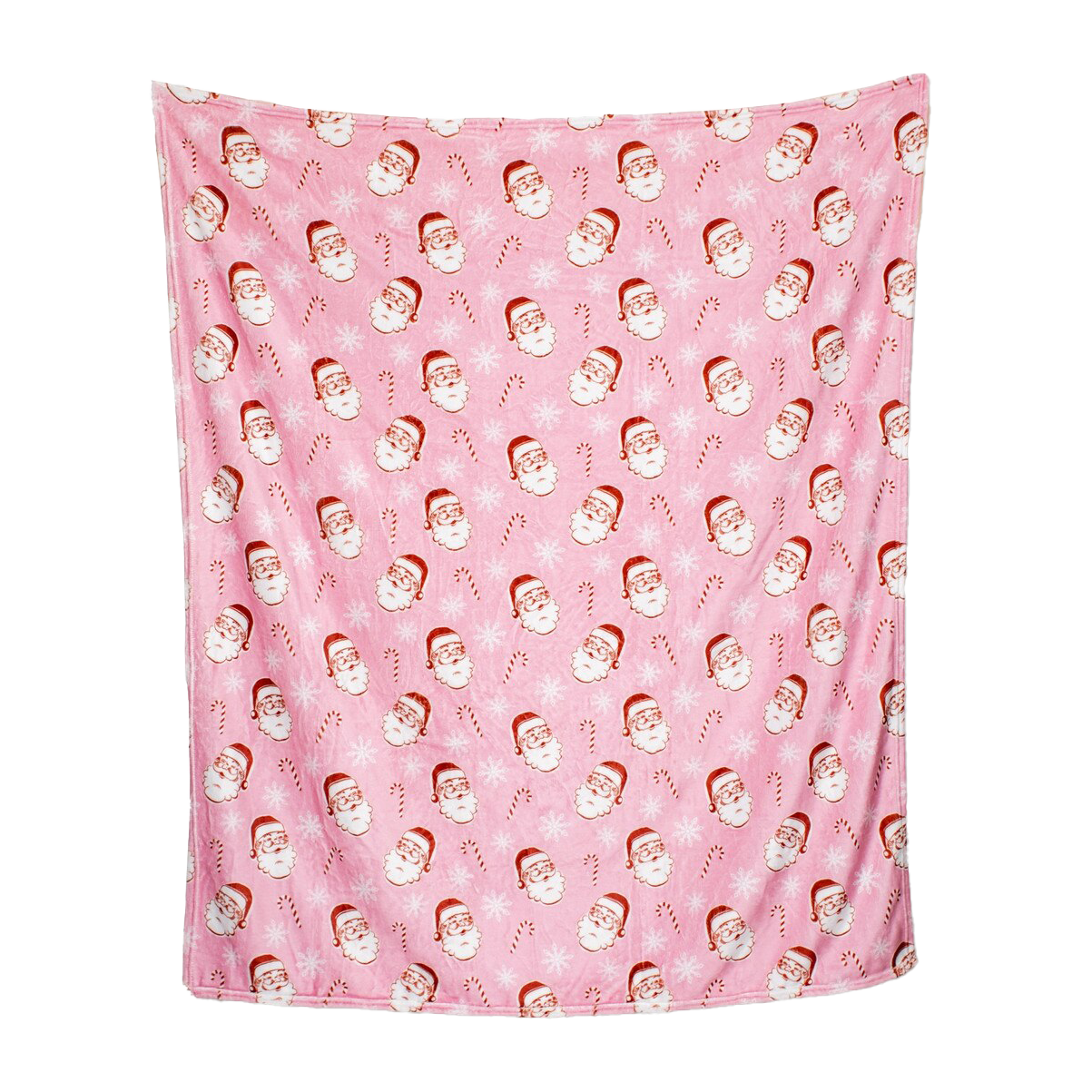 Viv! Christmas Kerst Deken - Kerstman met Candy Canes Roze Fleece Plaid