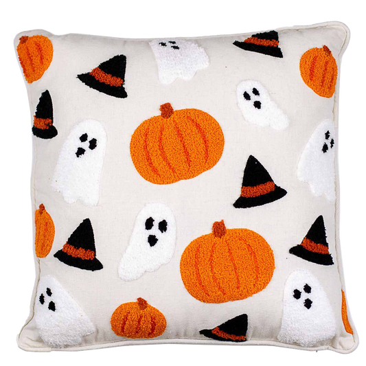 Viv! Christmas Halloween Kussen - Pompoenen, Spookjes & Heksenhoeden - 40x40cm