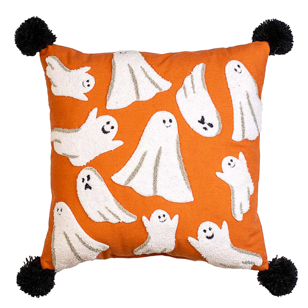 Viv! Christmas Halloween Kussen - Spookjes met Pompons - 40x40cm