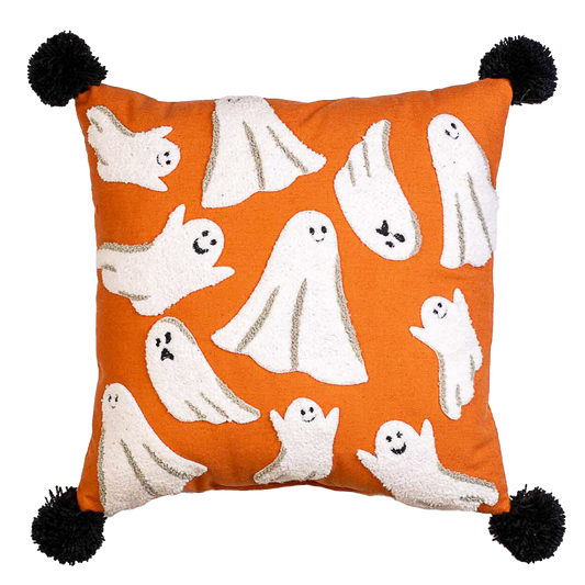 Viv! Christmas Halloween Kussen - Spookjes met Pompons - 40x40cm