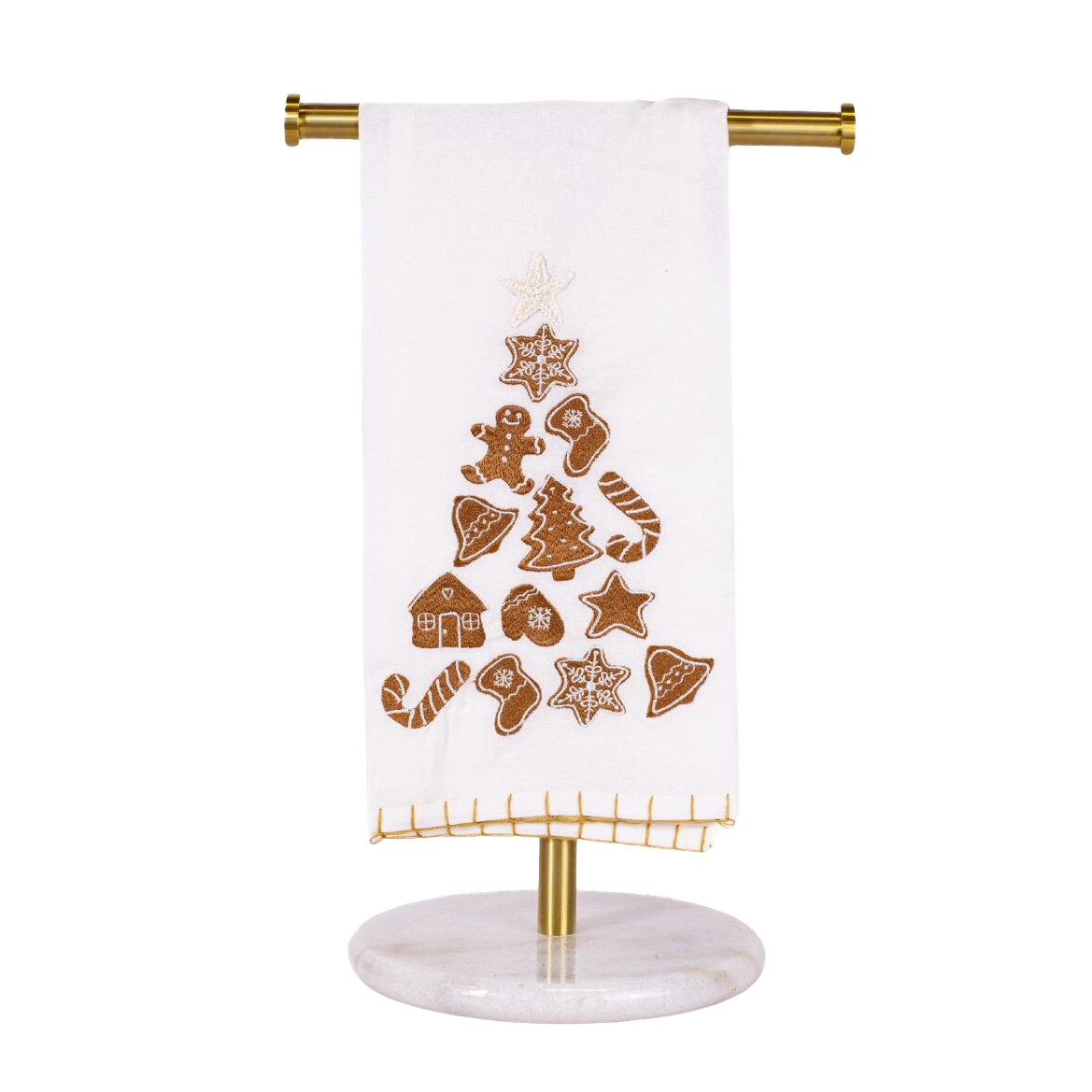 Viv! Christmas Kerst Keukentextiel - Geborduurde Gingerbread Kerstboom Theedoek - katoen