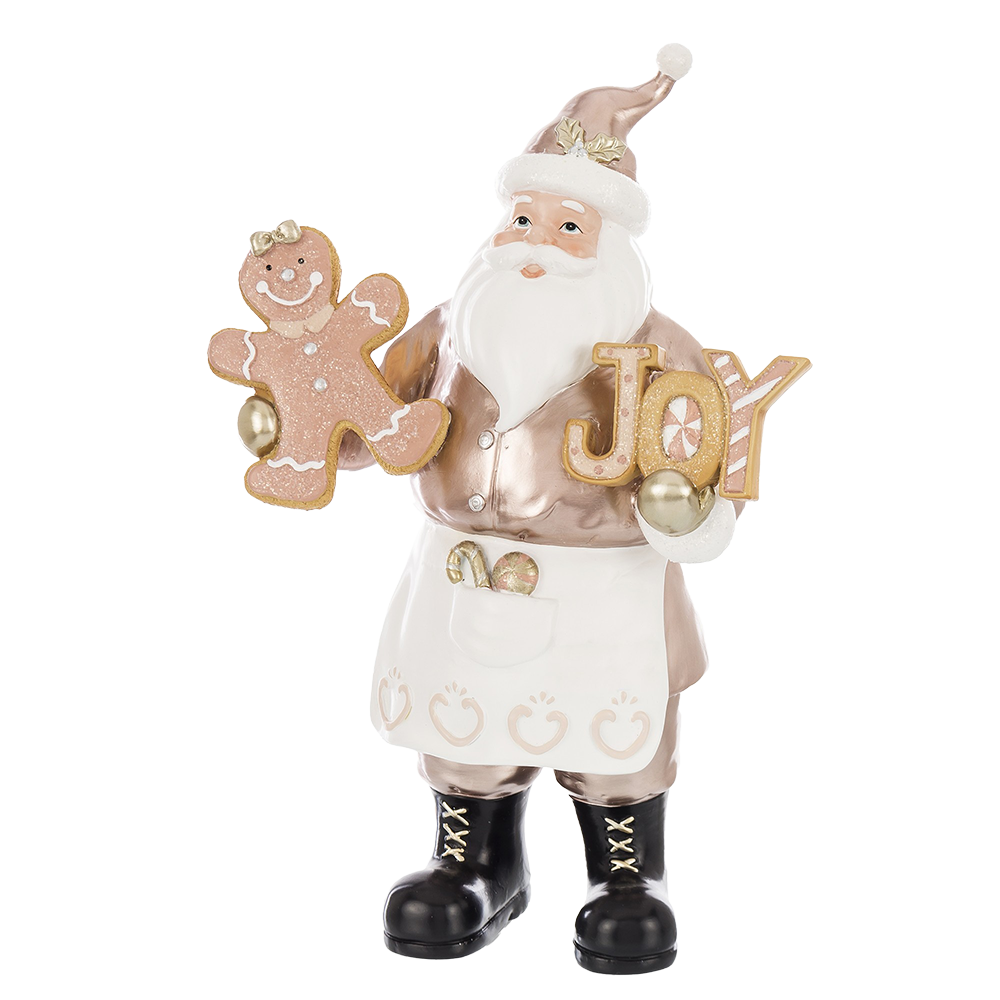 Viv! Christmas Tabletop Figure - Santa Claus with Gingerbread Cookies - beige gold white - 33cm