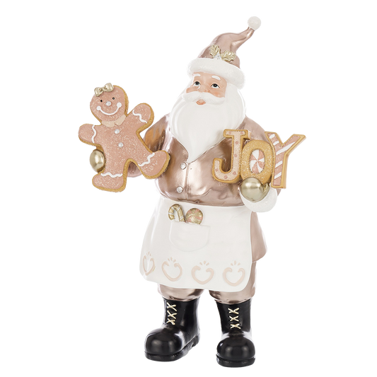 Viv! Christmas Tabletop Figure - Santa Claus with Gingerbread Cookies - beige gold white - 33cm