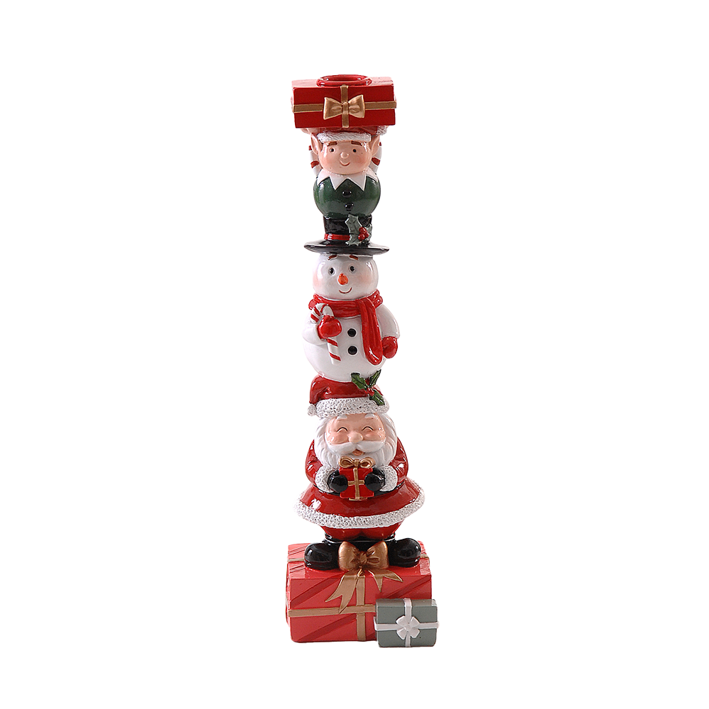 Viv! Christmas Table Decoration - Candle Holder Santa Claus, Snowman and Elf - red - 31cm