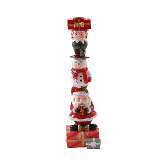 Viv! Christmas Table Decoration - Candle Holder Santa Claus, Snowman and Elf - red - 31cm