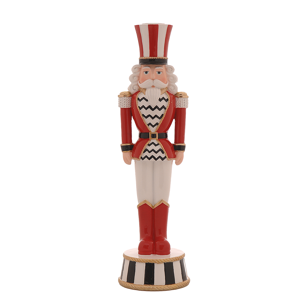 Viv! Christmas Table Decoration - Nutcracker Candle Holder - red black white - 30cm