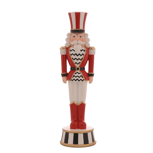 Viv! Christmas Table Decoration - Nutcracker Candle Holder - red black white - 30cm