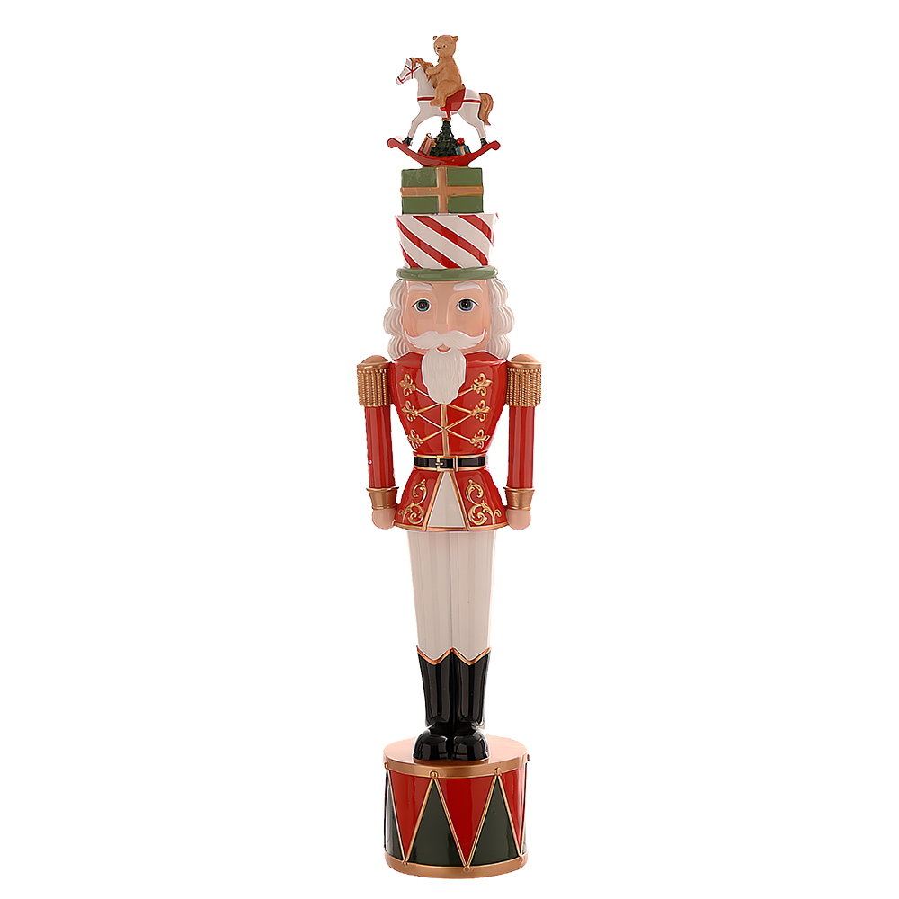Viv! Christmas Figura de Navidad - Cascanueces con Caballito Balancín y Oso - rojo verde - 50cm