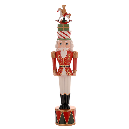 Viv! Christmas Weihnachtsfigur - Nussknacker mit Schaukelpferd und Teddybär - Rot Grün - 50 cm