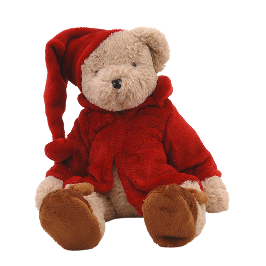Viv! Christmas Kerstbeeld / Knuffel - Teddy Beer met Badjas en Sloffen - rood - 43cm