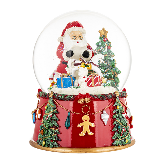 Viv! Christmas Bola de Nieve Grande con Música - Papá Noel con Regalos - rojo - 20cm