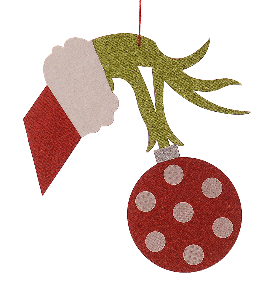 Viv! Christmas Kerstornament - Groene Monster Hand met Kerstbal - rood groen - 31cm