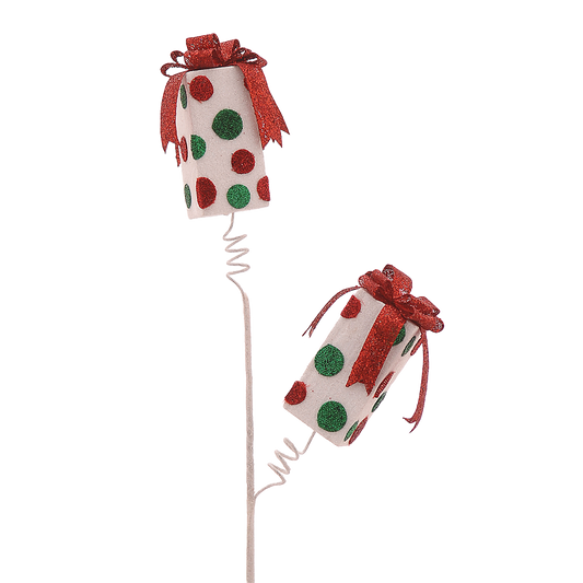 Viv! Christmas Weihnachtszweig – Geschenke mit Polkadots – Weiß Grün Rot – 76 cm