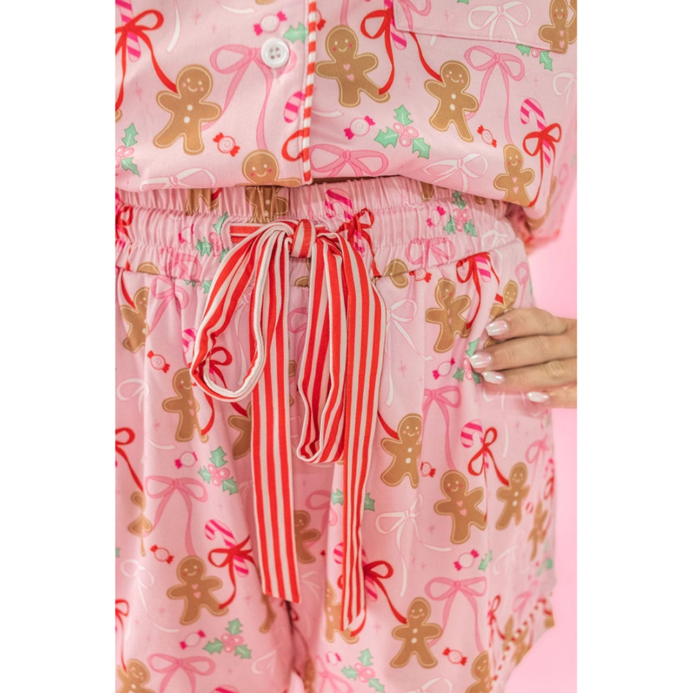 Rock Paper Scissors - Women's Christmas Pajama Set - Gingerbread Bows