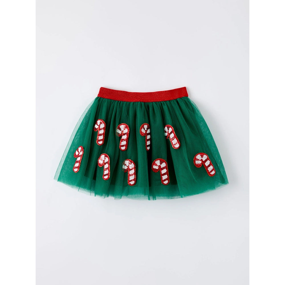 Rylee Faith Designs - Girls' Green Christmas Tutu Skirt - Candy Cane