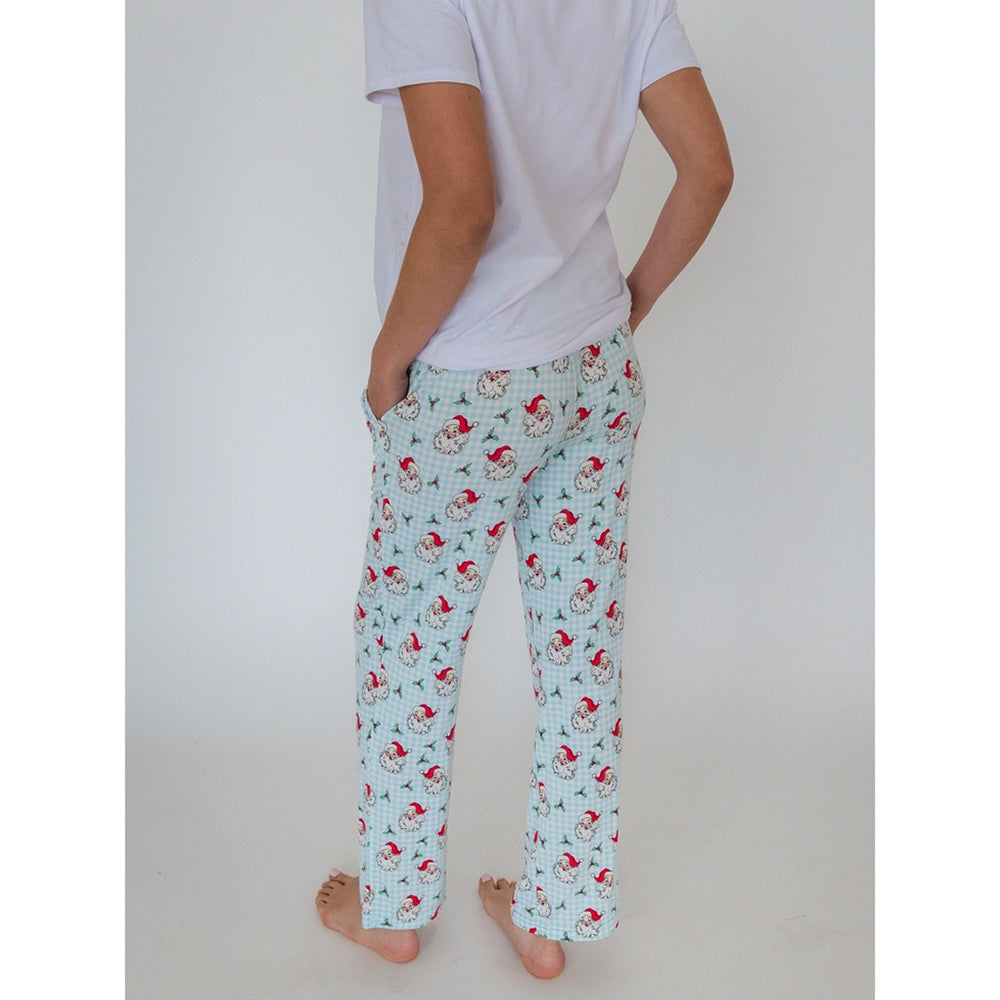 RuffleButts - Heren Kerst Pyjamabroek - Dear Santa Blauw - Bamboe Viscose