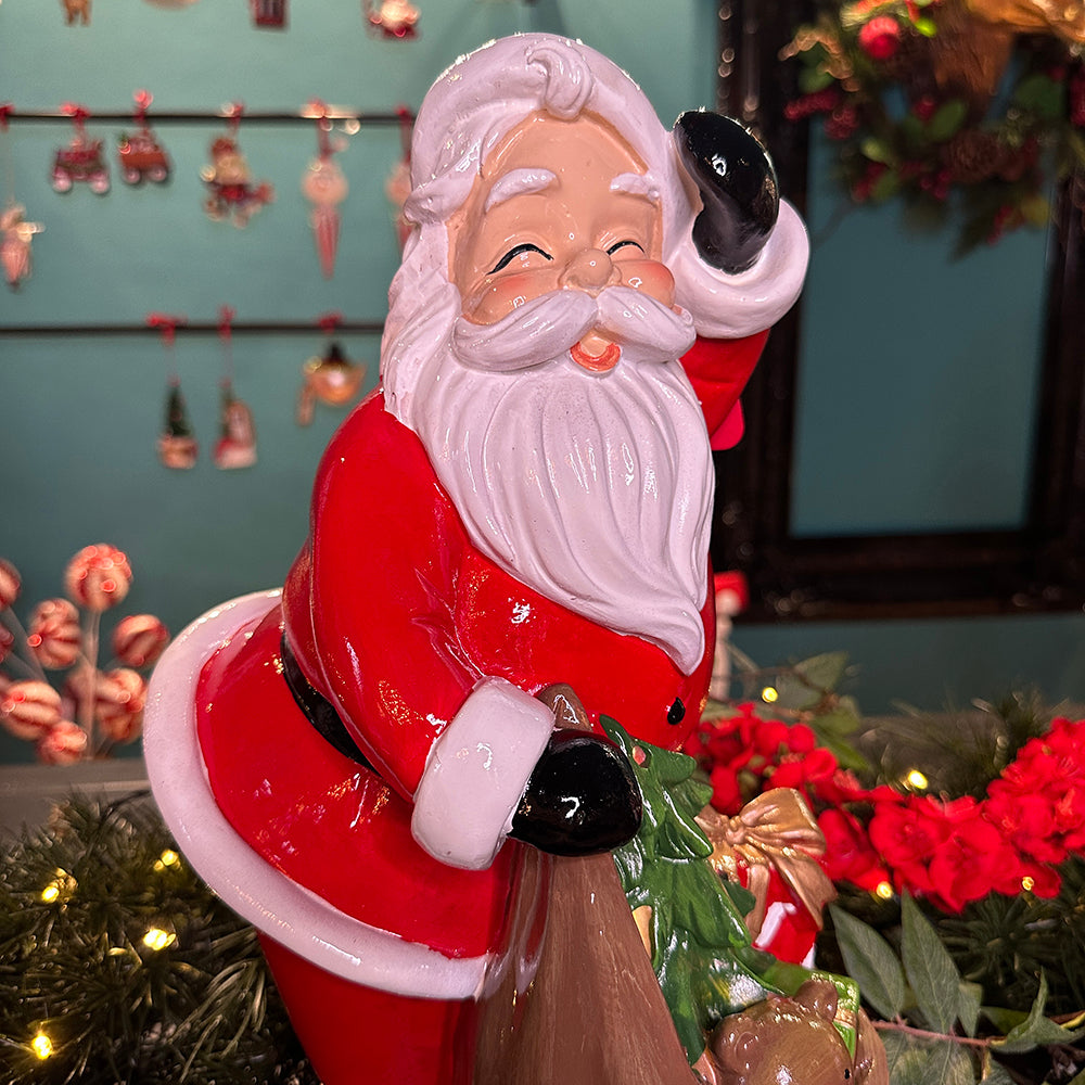 Viv! Christmas Tabletop Figure - Santa with Bag Full of Presents - incl. LED Lighting - red and white - 38cm