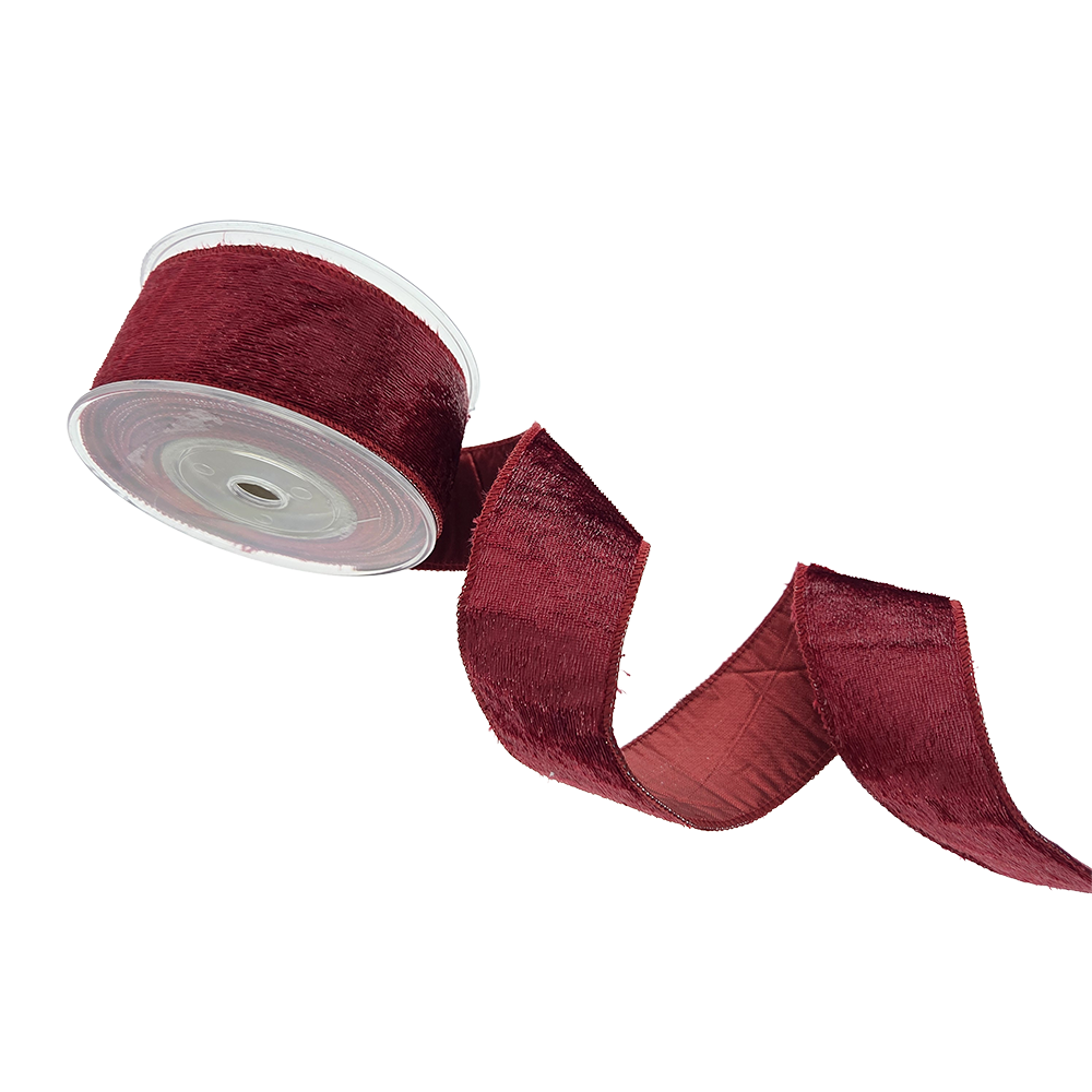 Viv! Christmas Wired Ribbon - Sparkling Velvet - Red - 5.2cm x 4.5m