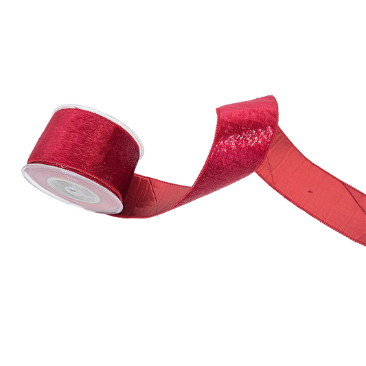Viv! Christmas Weihnachtsband mit Draht - Funkelndes Samtband - Rot - 6,7 cm x 4,5 m