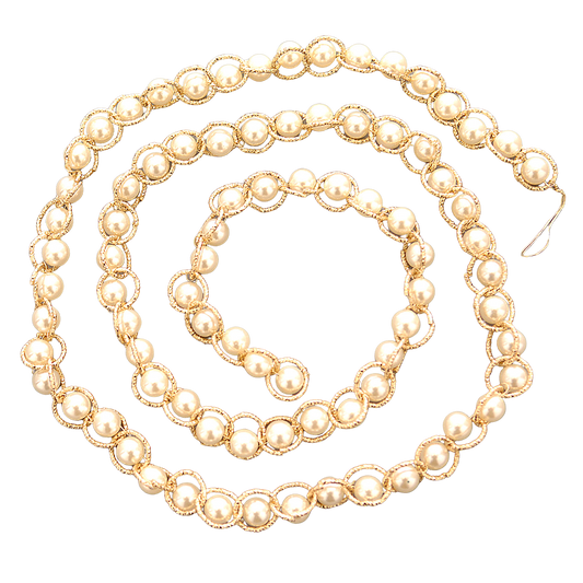 Viv! Christmas Weihnachtsgirlande - Girlande mit Perlen - Gold Weiß - 152 cm