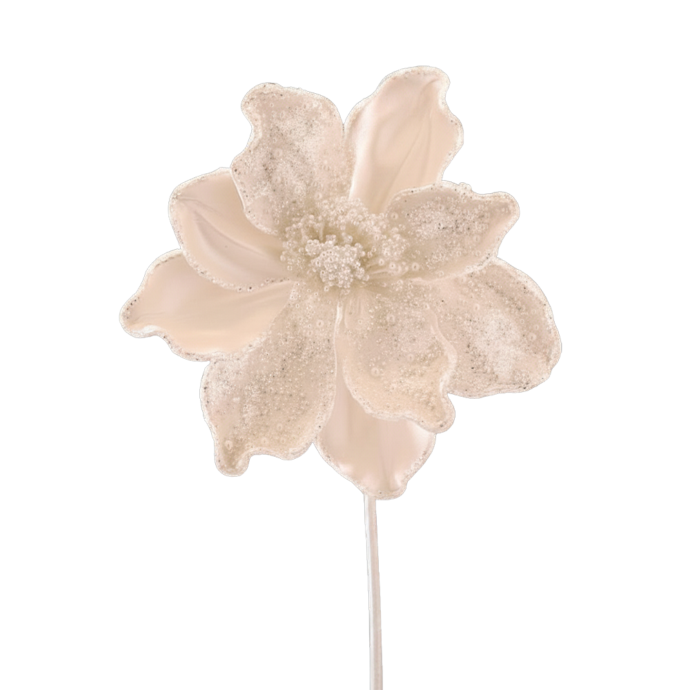 Viv! Christmas Kersttak - Bloem met Parels - wit - 45cm