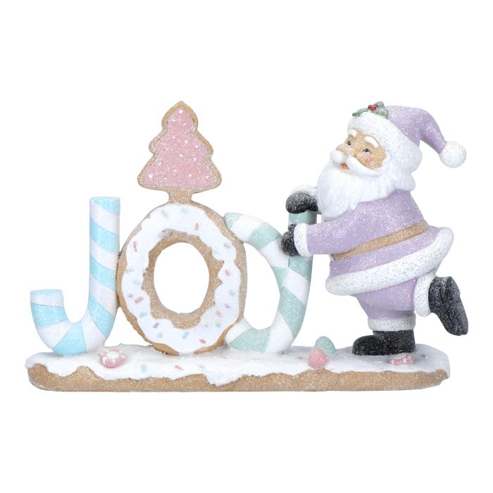 Viv! Christmas Tabletop Figure - Joy Santa - Pastel Pink - 26 cm