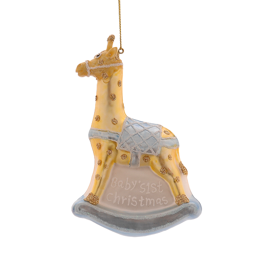 Viv! Christmas ornament - Baby's First Christmas Giraffe - maternity gift boy - glass - blue - 13cm