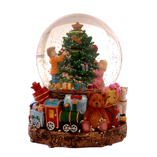 Viv! Christmas Musical Snow Globe - Tree with Presents - Red Green - 15 cm