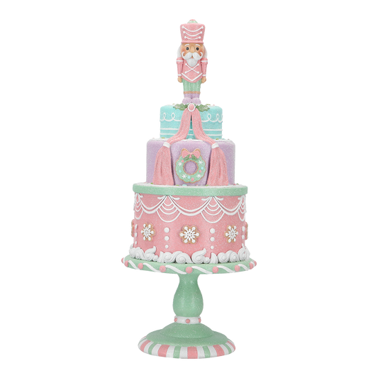 Viv! Christmas Tabletop Figure - Cake with Nutcracker - pastel pink - 41.5cm