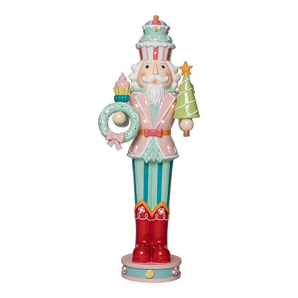 Viv! Christmas Display - XL Nutcracker with Christmas Tree and Wreath incl. LED - 108cm