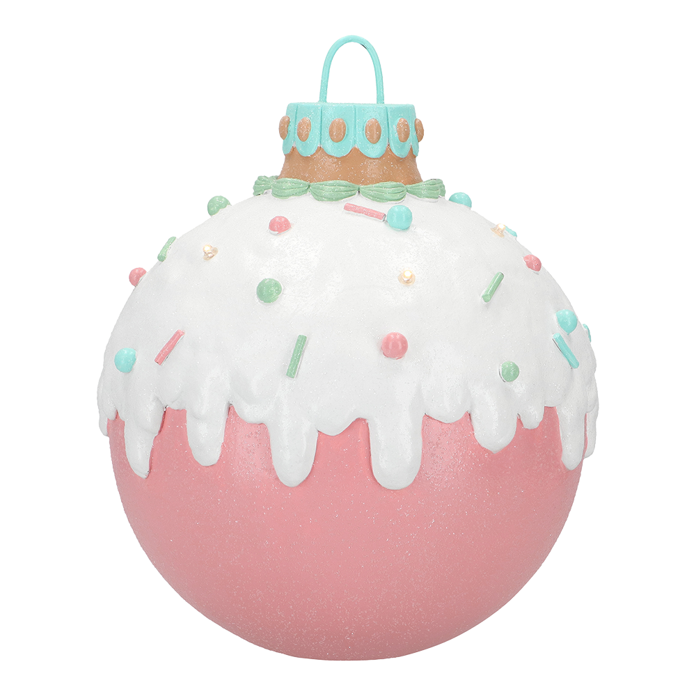 Viv! Christmas Tabletop Figure - Gingerbread Candy Christmas ball incl. LED lighting - pastel pink - 29cm