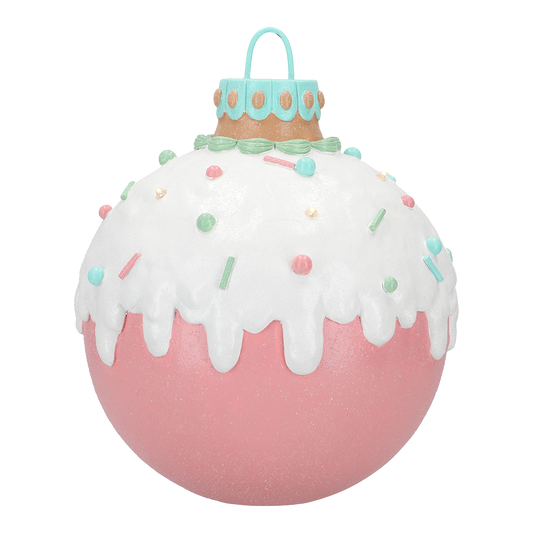 Viv! Christmas Tabletop Figure - Gingerbread Candy Christmas ball incl. LED lighting - pastel pink - 29cm