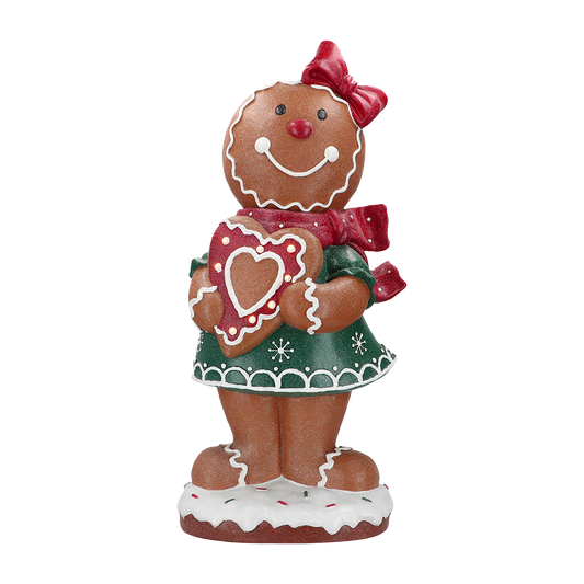 Viv! Christmas Figura de Navidad - Niña Gingerbread XL con Corazón con Luz LED - marrón rojo - 79cm