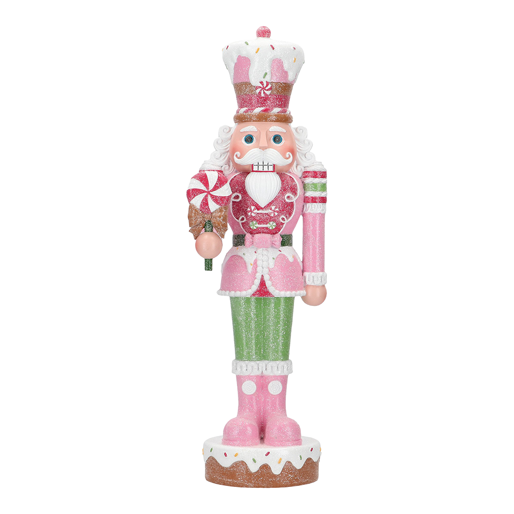 Viv! Christmas Weihnachtsfigur - Süßigkeiten Nussknacker - Pastell - rosa grün - 45cm