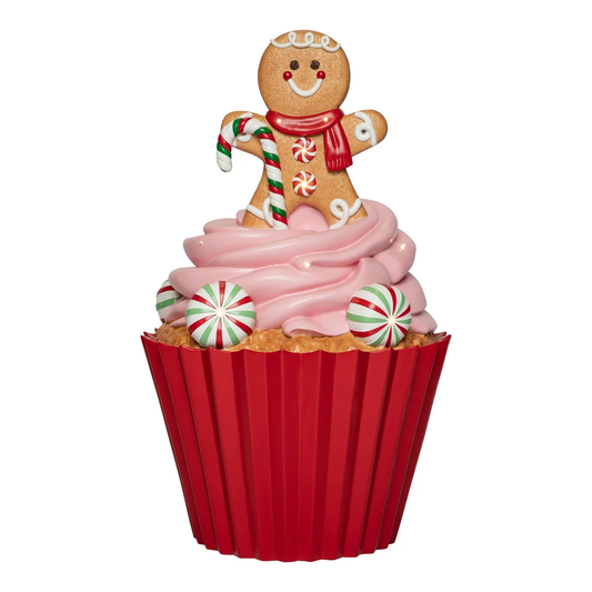 Op aanvraag: Viv! Christmas Kerstbeeld - XXL Cupcake Gingerbread incl. LED - Kerst Display - 100cm