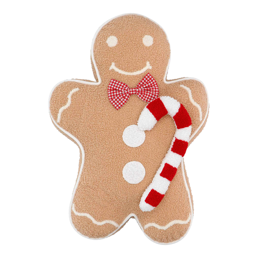 Viv! Christmas Cushion - Gingerbread Man - brown white red - 53cm