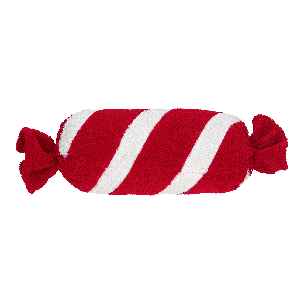 Viv! Christmas Kerst Kussen - Pepermunt Snoep - wit rood - rond - 51cm