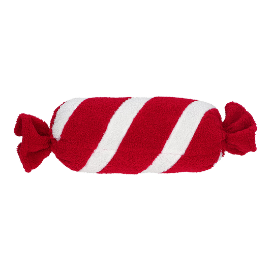 Viv! Christmas Kerst Kussen - Pepermunt Snoep - wit rood - rond - 51cm