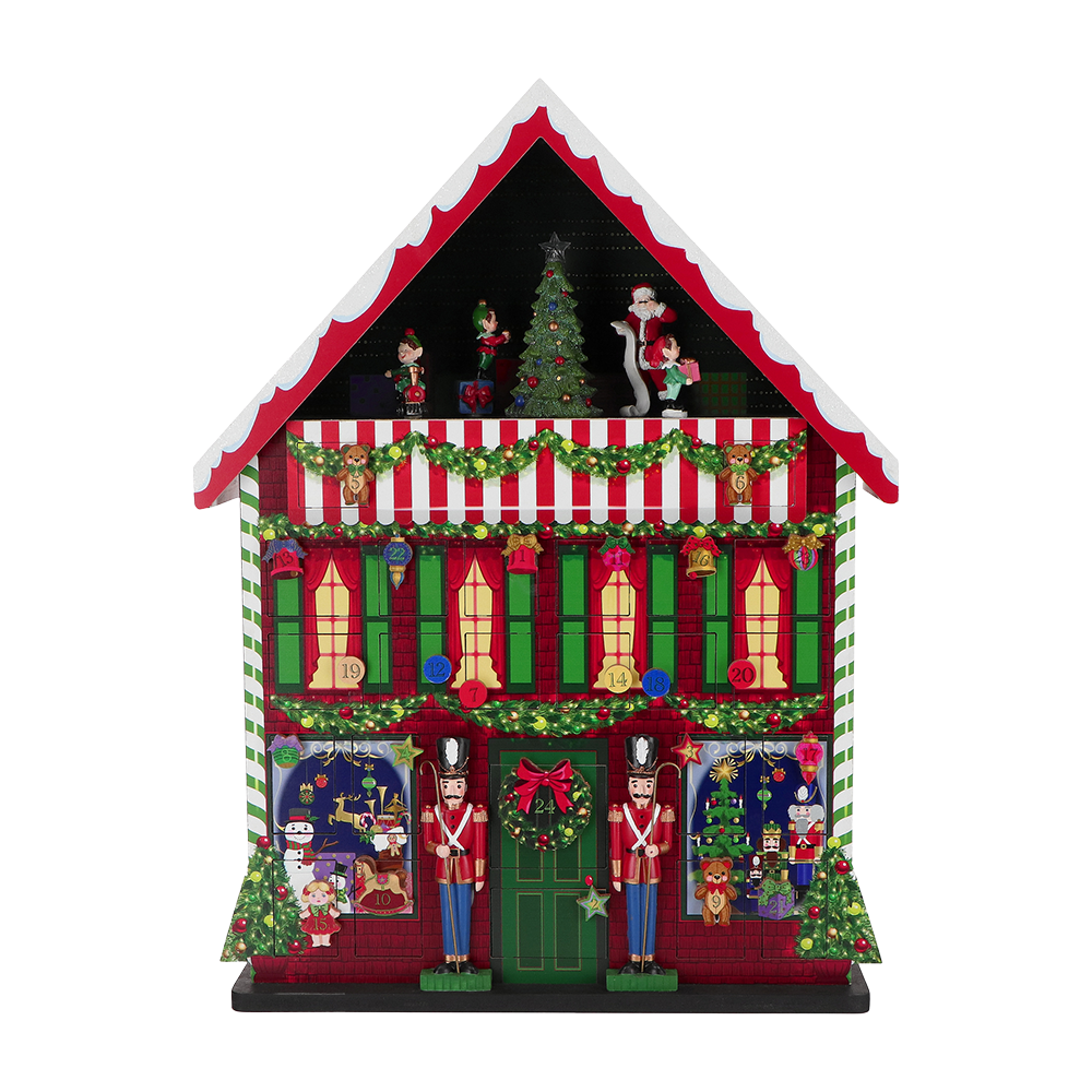 Viv! Christmas Decoration - Toy Store Advent Calendar with Animation, Music and LED - 55cm