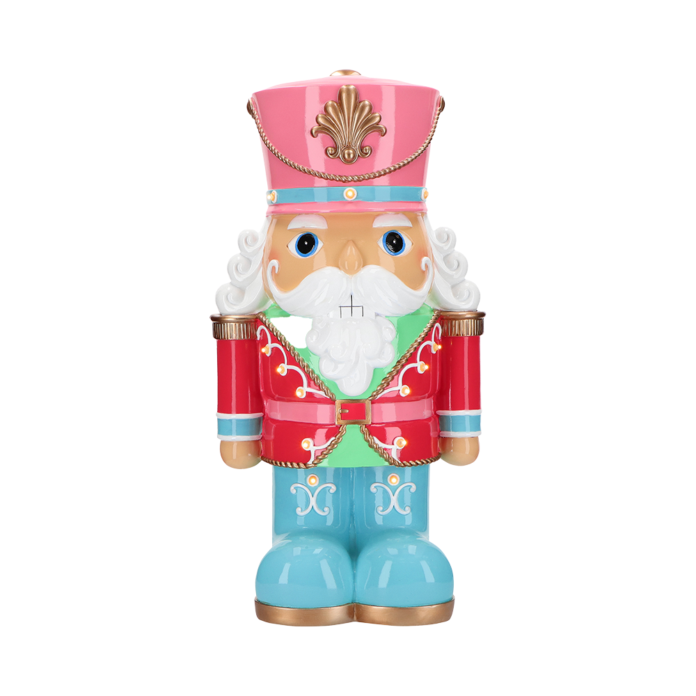 Viv! Christmas Kerstbeeld - Chunky Notenkraker incl. LED Verlichting - rood roze blauw - 62cm