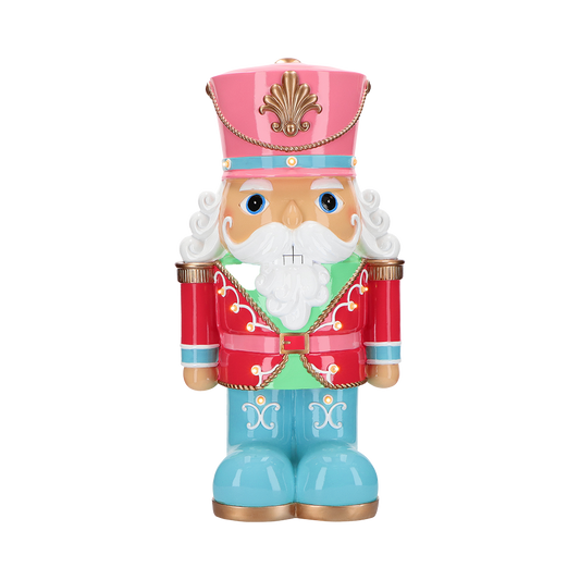 Viv! Christmas Kerstbeeld - Chunky Notenkraker incl. LED Verlichting - rood roze blauw - 62cm