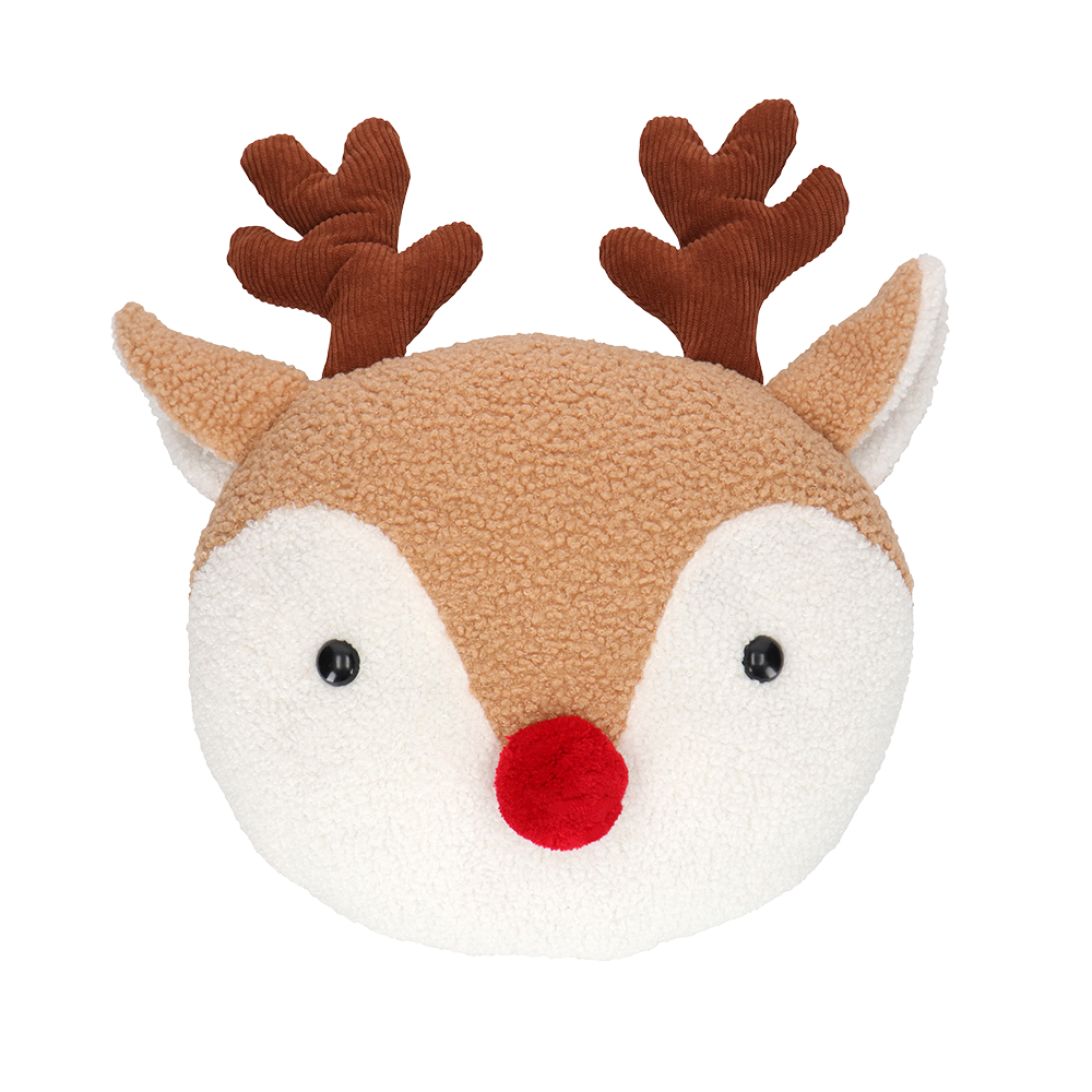 Viv! Christmas Cushion - Reindeer Head - brown red - 30cm
