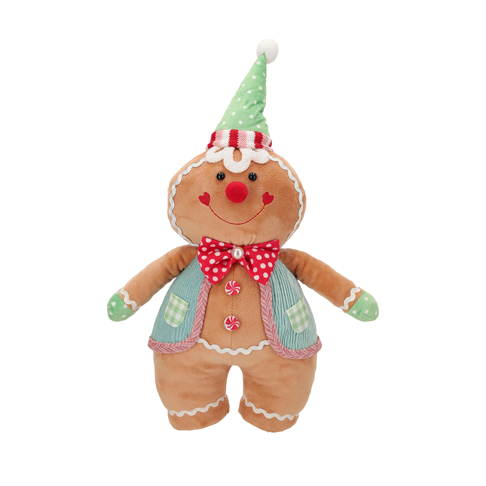 Viv! Christmas Kerstbeeld - Bolle Gingerbread Pop van Stof - pastel - 45cm