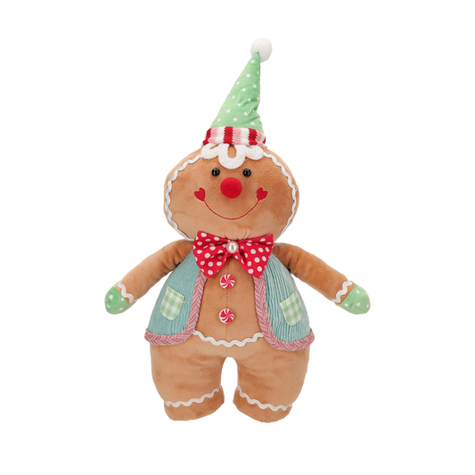 Viv! Christmas Kerstbeeld - Bolle Gingerbread Pop van Stof - pastel - 45cm