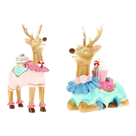 Viv! Christmas Figura de Navidad - Renos de Caramelo - set de 2 - rosa pastel - 30cm