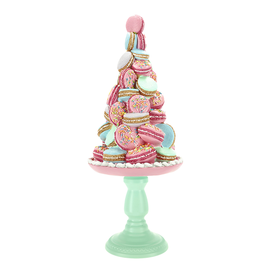Viv! Christmas Kerstbeeld - Macaron Taart met Sprinkles - roze groen - 57cm