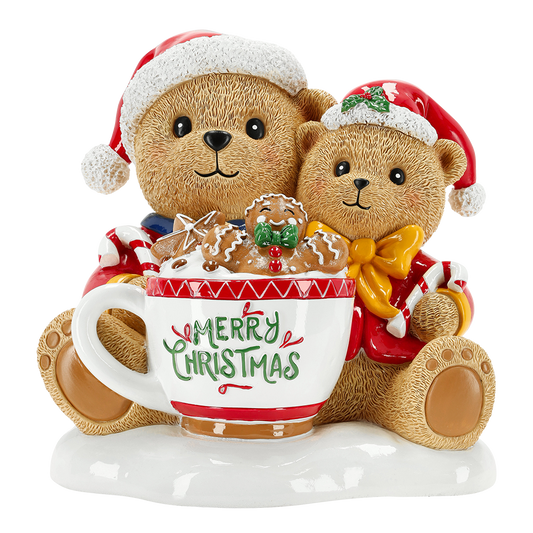 Viv! Christmas Figura de Navidad - Osos con Taza 'Merry Christmas' - rojo - 25cm