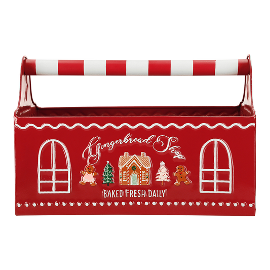 Viv! Christmas Storage Container - Gingerbread - Metal - Red - 30 cm